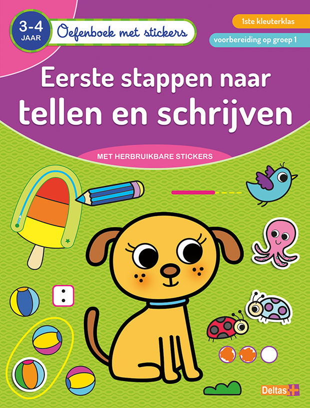 Oefenboek met stickers – Eerste stappen naar tellen en schrijven (3-4 j.)