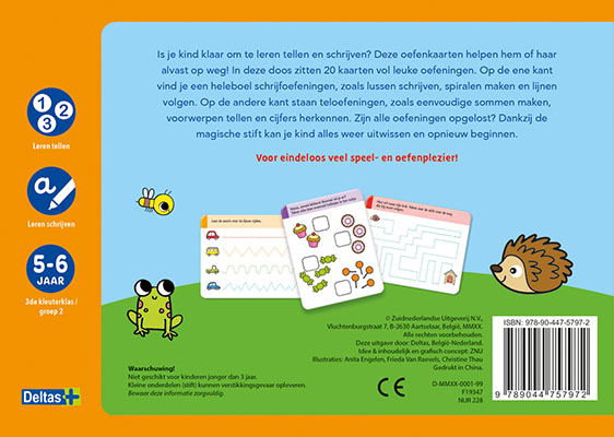Oefenkaarten met uitwisbare stift – Eerste stappen naar tellen en schrijven – 5-6 jaar groep 2