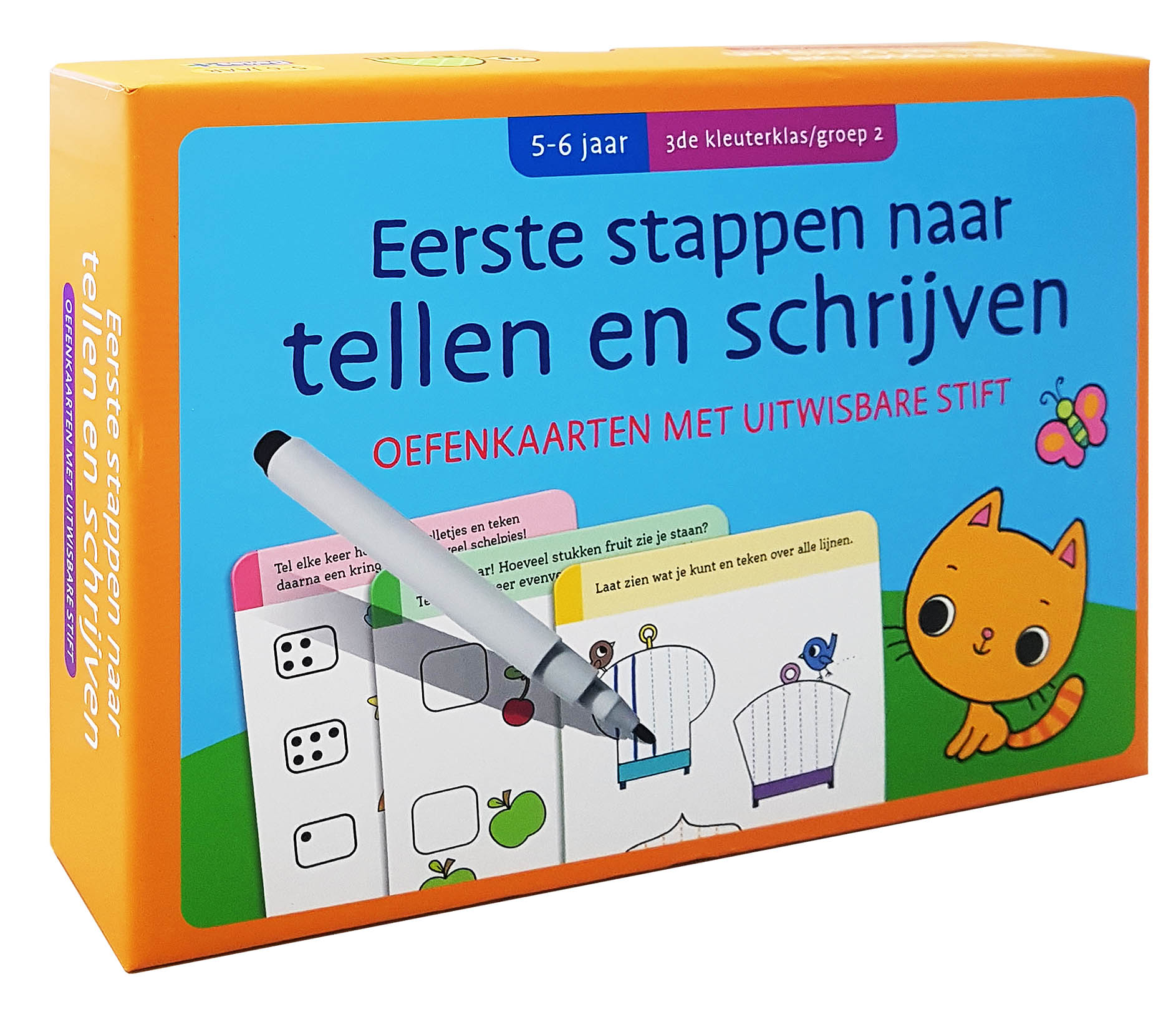 Oefenkaarten met uitwisbare stift – Eerste stappen naar tellen en schrijven – 5-6 jaar groep 2