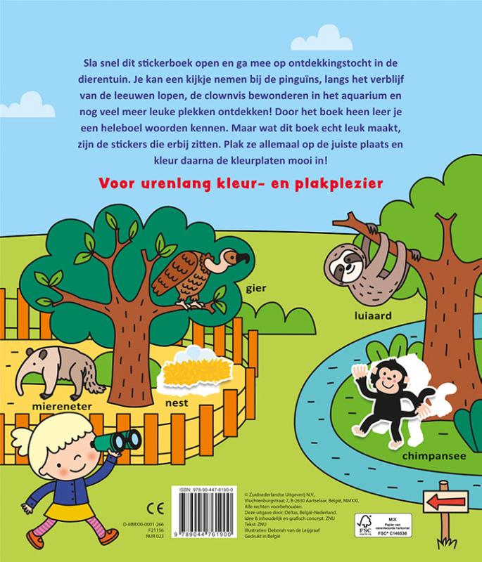 Kleur-en stickerboek met woordjes – In de dierentuin – 3-5 jaar