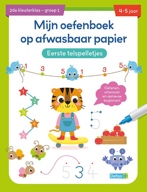 Mijn oefenboek op afwasbaar papier – Eerste telspelletjes 4-5 jaar