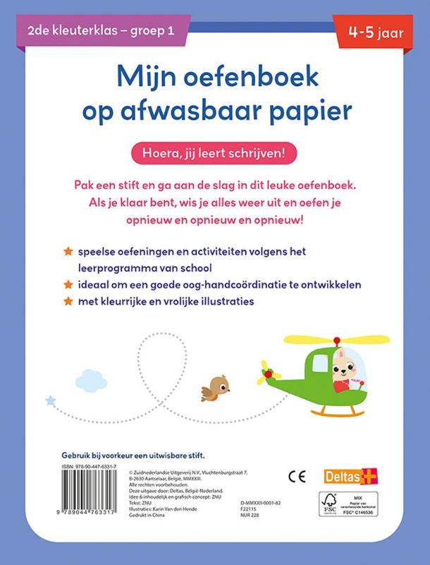 Mijn oefenboek op afwasbaar papier – Eerste schrijfspelletjes 4-5 jaar