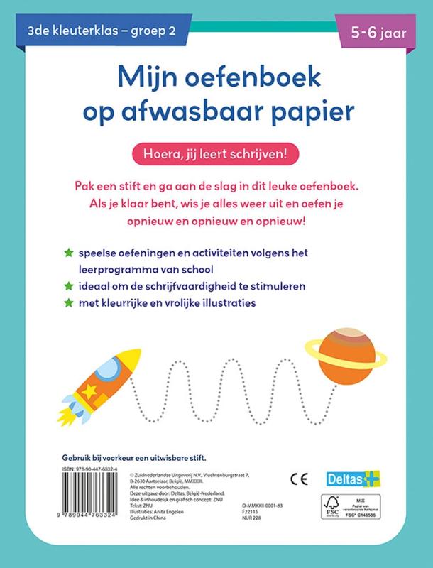 Mijn oefenboek op afwasbaar papier – Leuke schrijfspelletjes 5-6 jr