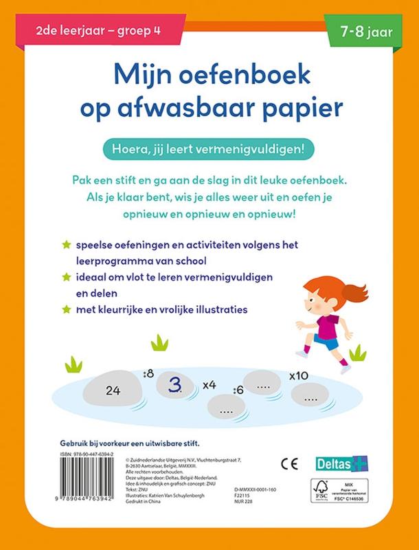 Mijn oefenboek op afwasbaar papier – De tafels van vermenigvuldiging 7-8 jaar