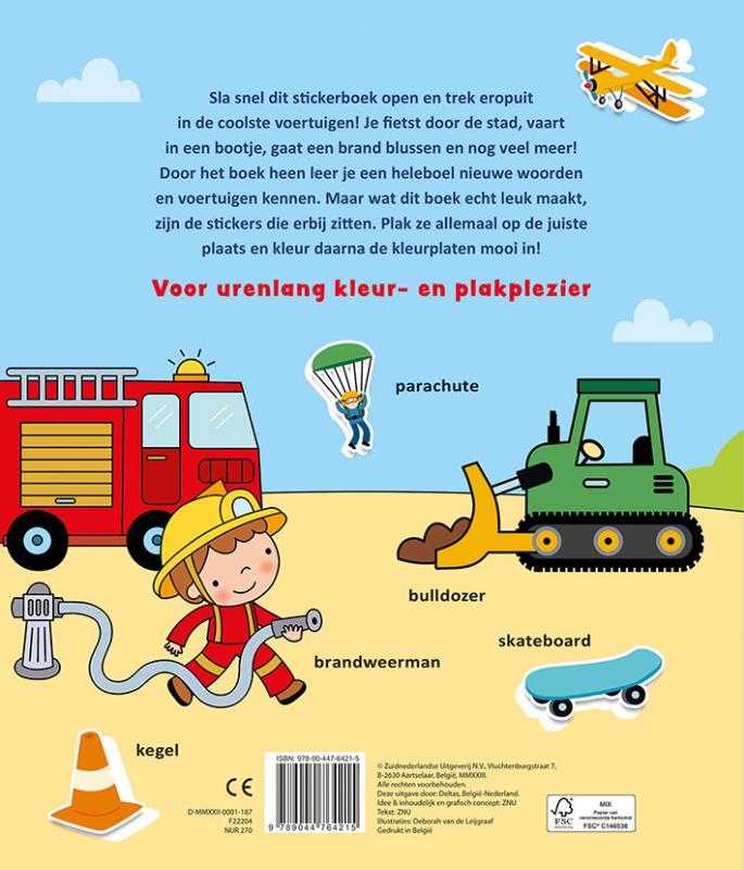 Kleur- en stickerboek met woordjes – Allemaal voertuigen (3-5 j.)