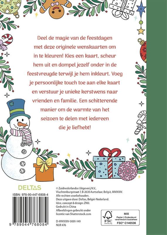 Wenskaarten om in te kleuren – Merry Christmas