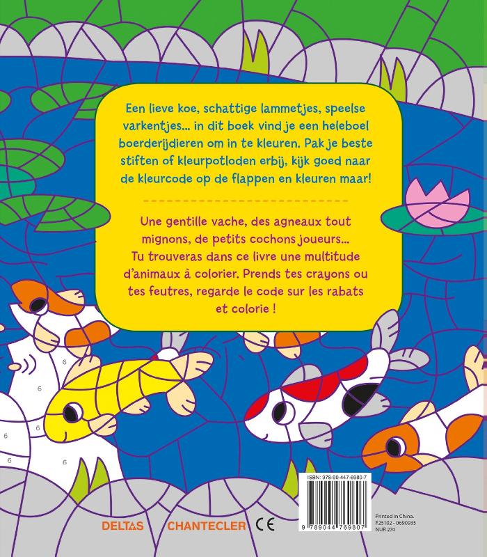 Kleuren op nummer / Les animaux de la ferme – Coloriages codés