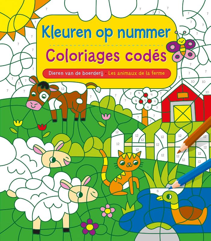 Kleuren op nummer / Les animaux de la ferme – Coloriages codés
