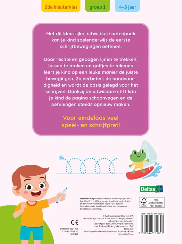 Oefenpret met uitwisbare stift – Allereerste schrijfoefeningen – 4-5 jaar