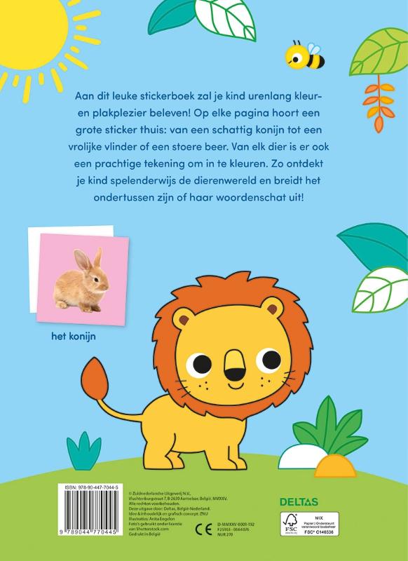 kleur- en stickerboek Lieve dieren – 3-5 jaar