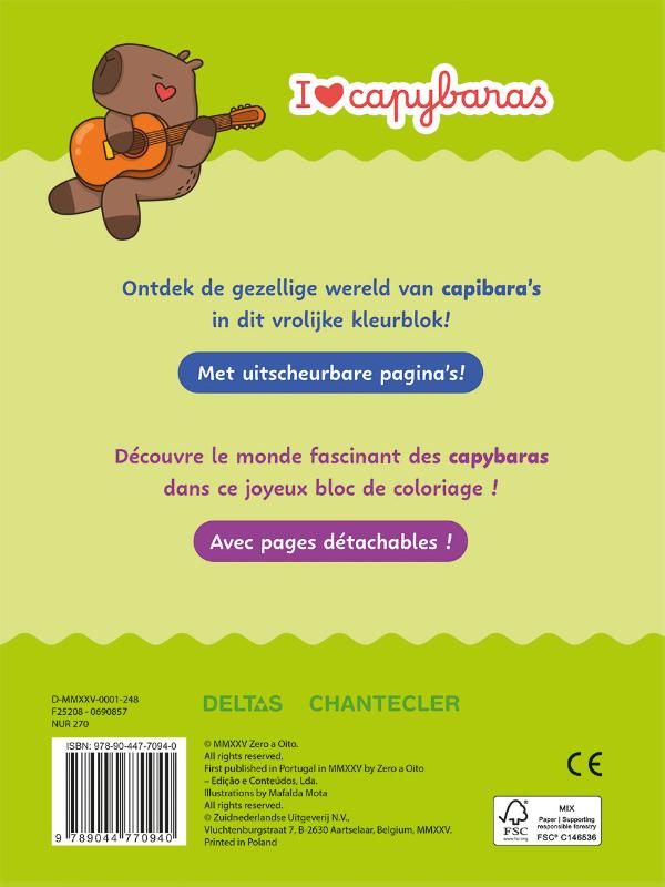 I love Capybaras Color kleurblok / I love capybaras Color bloc de coloriage