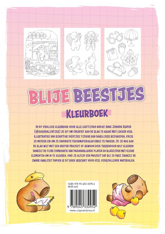 Gouden Lijntjes Blije Beestjes kleurboek