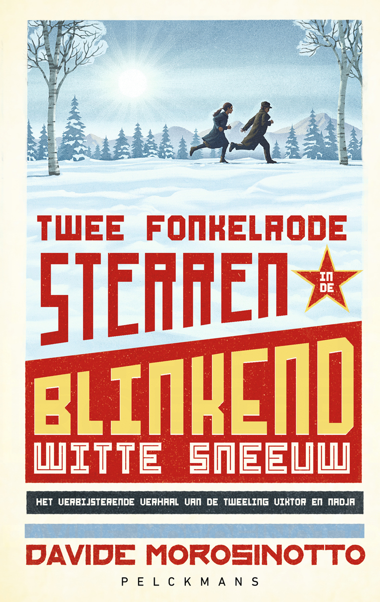Twee fonkelrode sterren in de blinkend witte sneeuw