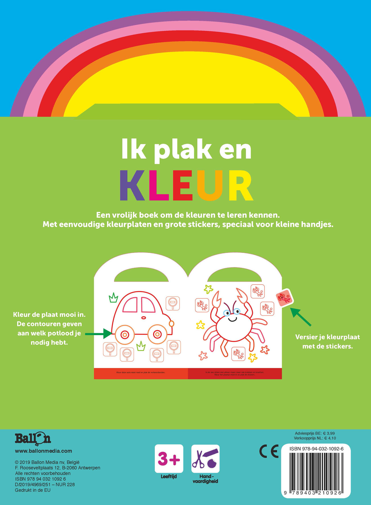 Ik plak en kleur 3+ (kikker groen)