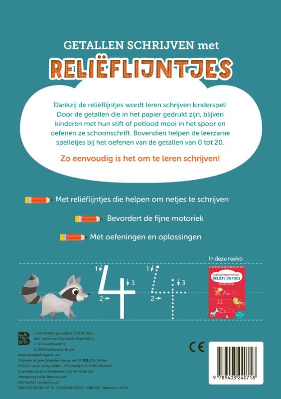 Leren schrijven met reliëflijntjes: Getallen