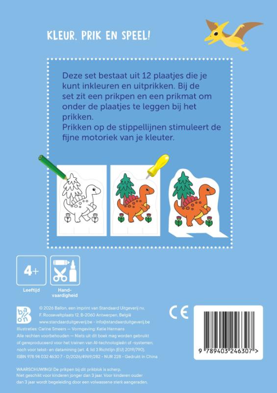 Mijn kleur- en prikblok: Dinosaurussen
