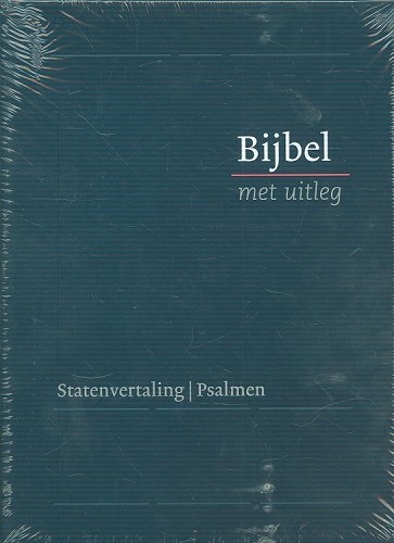 Bijbel met uitleg, klein blauw, harde band in luxe cassette